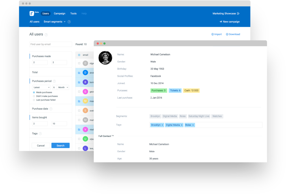 screenshot of Radario Marketing Platform